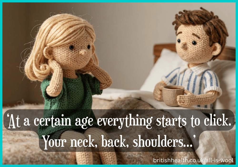 'at a certain age everything starts to click; your neck, back, shoulders'