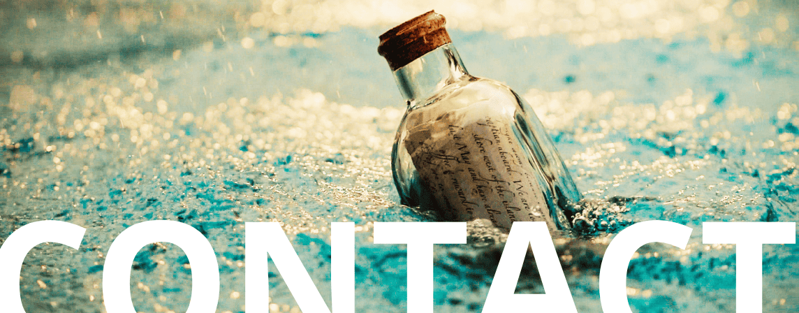 message in a bottle with the word 'contact' partially hidden