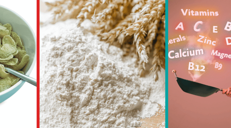 cereal, bread flour and vitamins and minerals