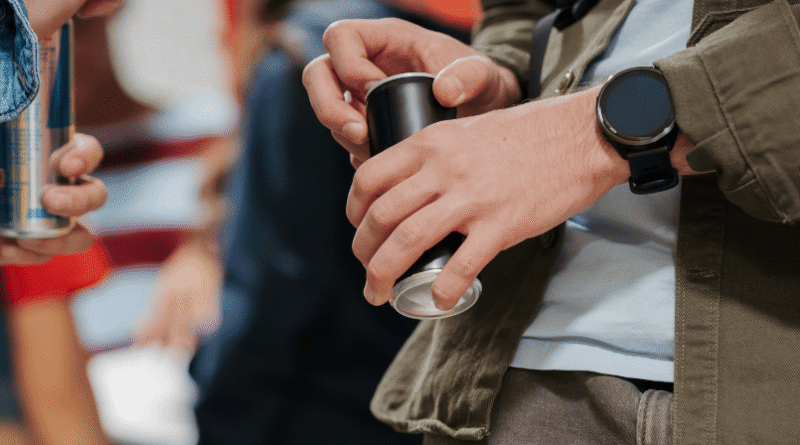 teenagers with energy drinks