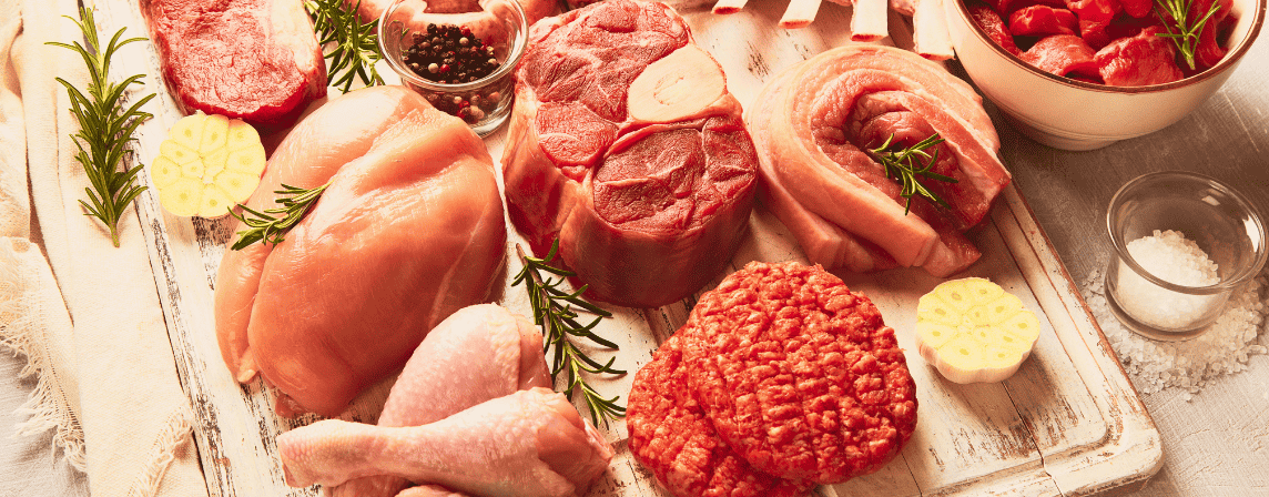 variety of meats including chicken, beef and lamb