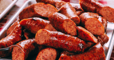 cooked, sliced sausages
