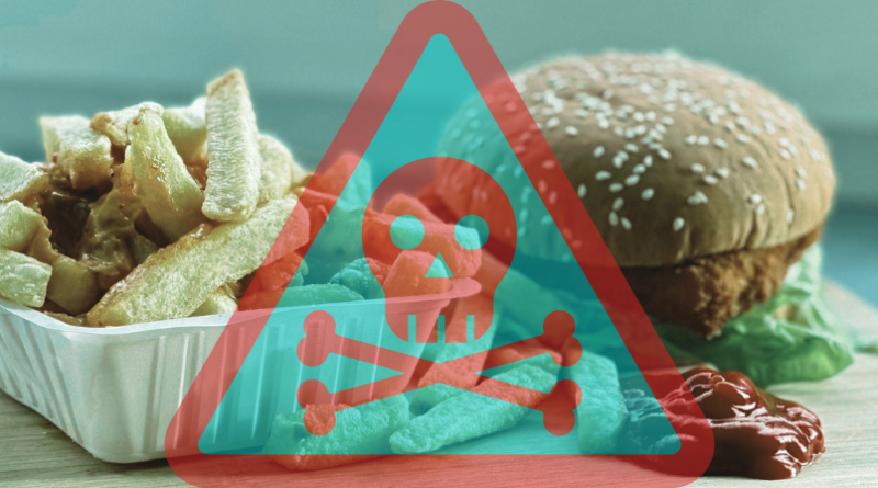 fast food with poison warning label