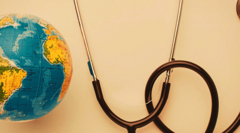 globe with stethoscope