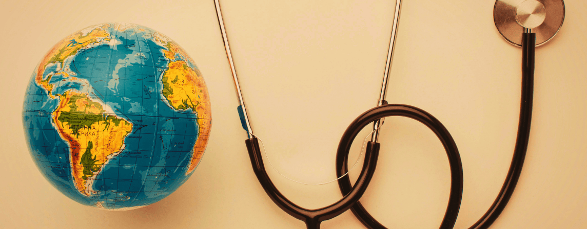 globe with stethoscope